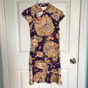 Smooth silk cutout dress Chinese qipao S